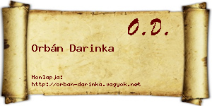 Orbán Darinka névjegykártya